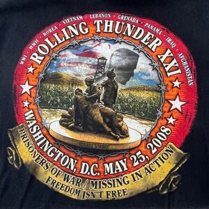 Harley Davidson T Shirt Mens XL Black Rolling Thunder XXI Graphic 2008 USA Made